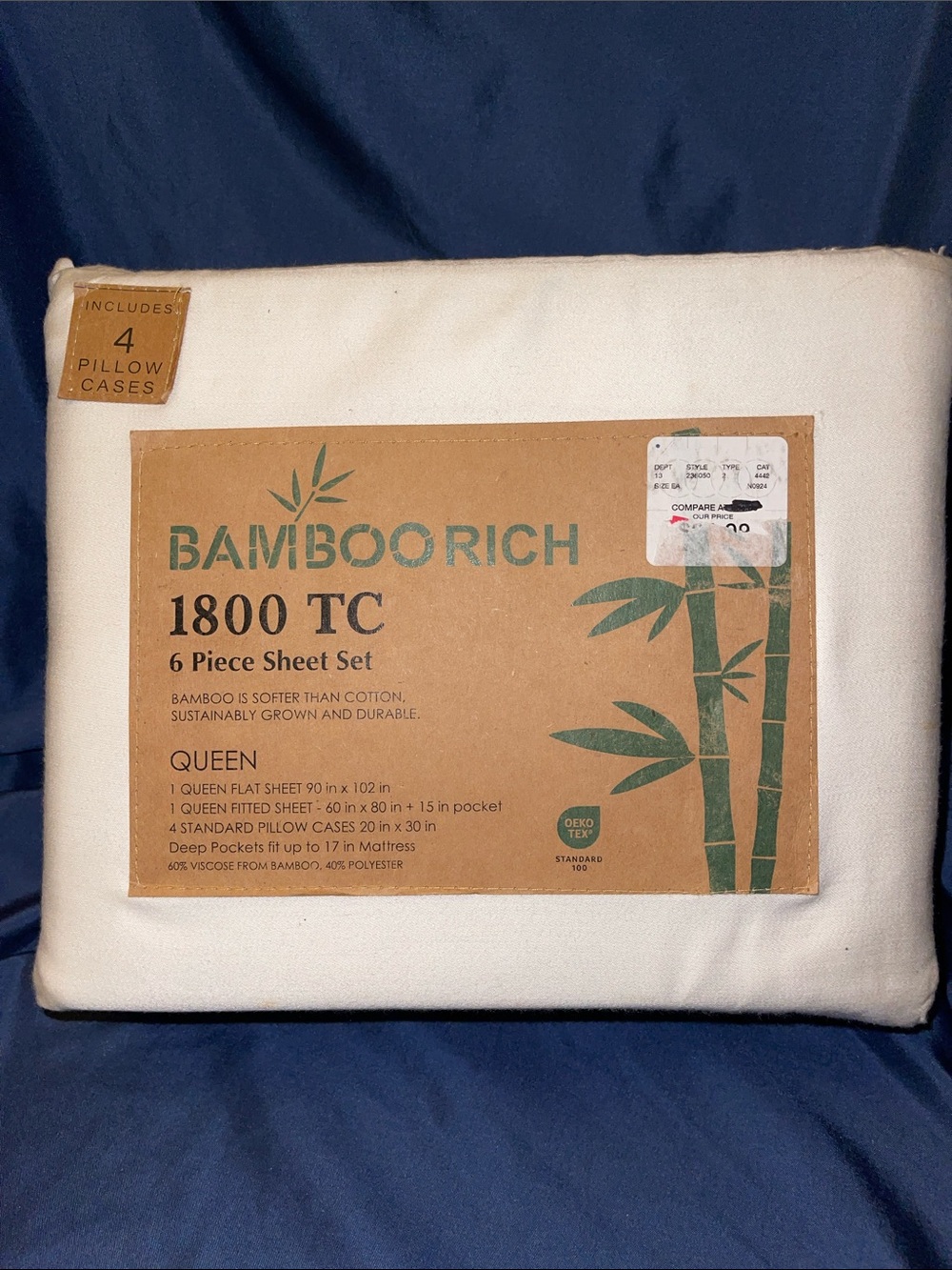 BAMBOO Rich 1800 TC Queen Sheet Set - Cream